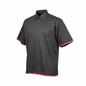 Vintage Y2K Illusionz Black Short Sleeve Button Up Shirt Red Trim Men's 4XL‎